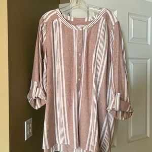 Denim&Co roll up sleeve tunic